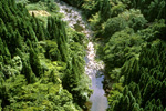 A swift stream that runs through Hinokage's narrow valley