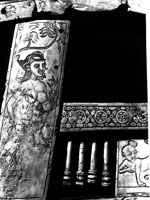 Coffret, left side portion, detail showing a female figure