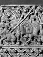 panel, showing a hunting scene, detail of the 1st section from the left