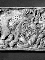 panel, showing a hunting scene, detail of the 4th section from the left